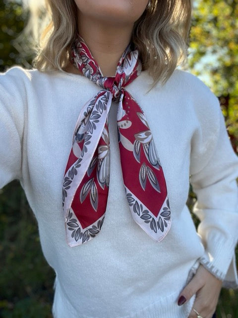 NORA Norway - Bandana skjerf - flower burgunder