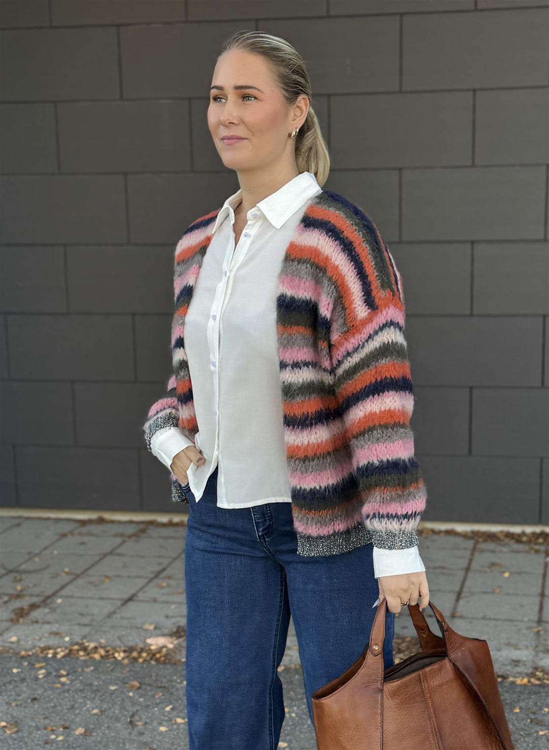 Black Colour - BCTANITA strikket cardigan - blue terracotta