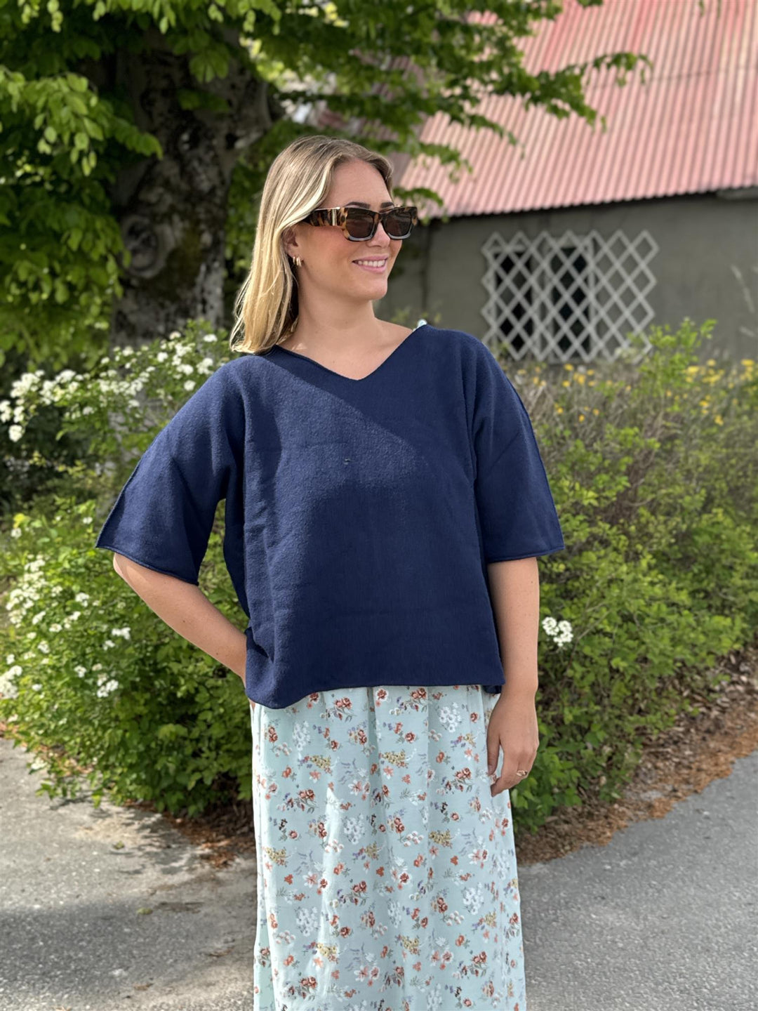 Drøbak Motehus - Mona genser med kort erm - Navy