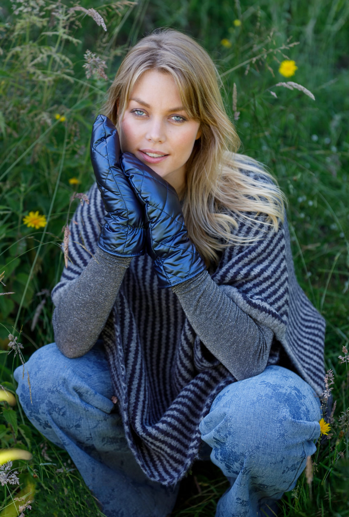 Black Colour - BCPELLA Stripete poncho