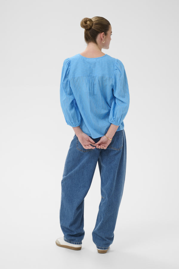 Kaffe Clothing - KAGabriela v-hals skjorte - Blå