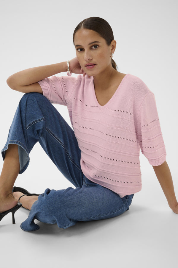 Kaffe Clothing - KAmellie topp med kort erm - Rosa
