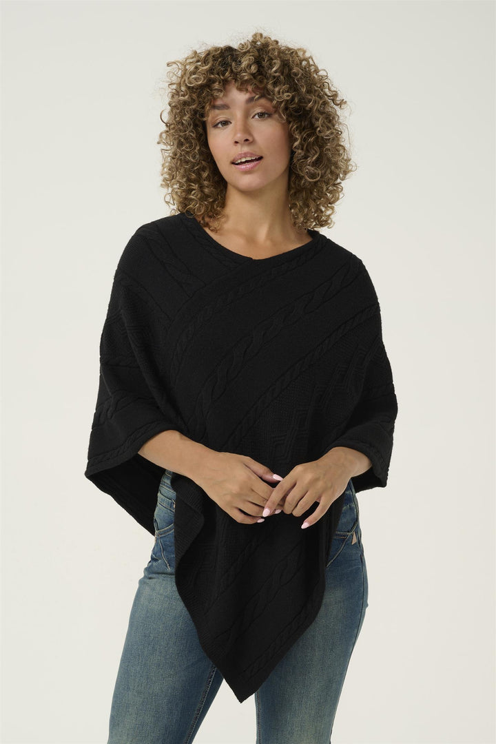 Cream - CRdela Strikket Poncho
