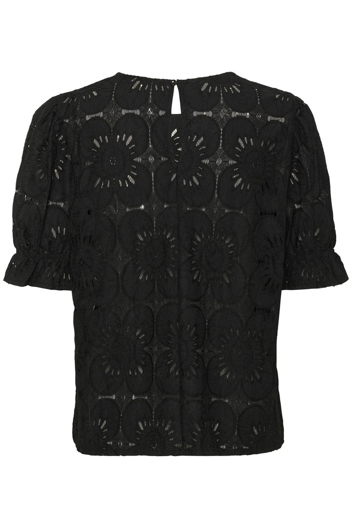 Cream - CRLibby Kortarmet Bluse med Blonder