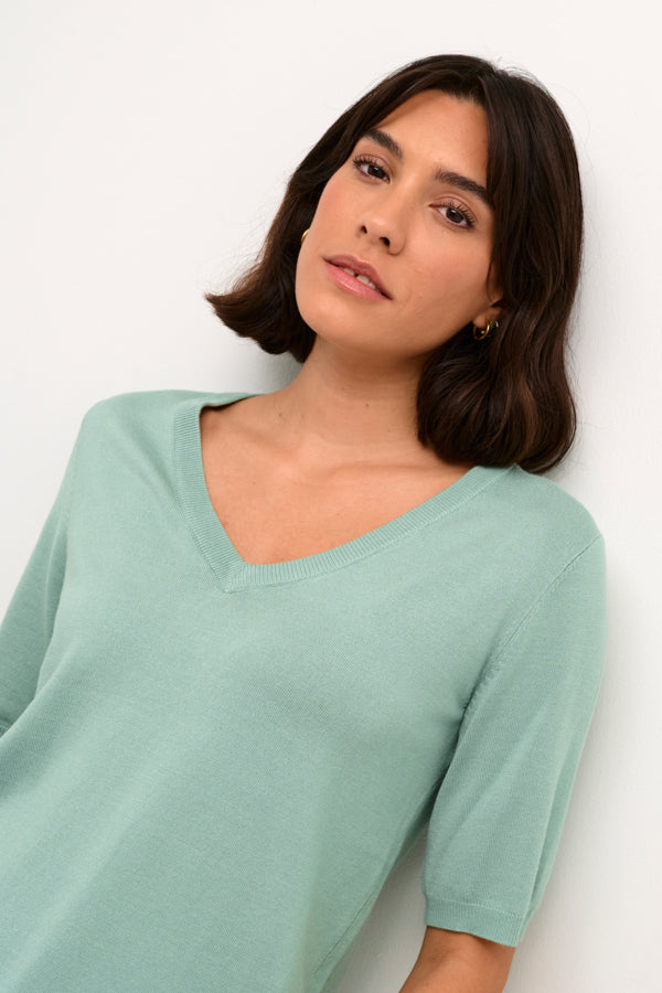 Kaffe Clothing - KALizza V-Hals Genser - Granite green