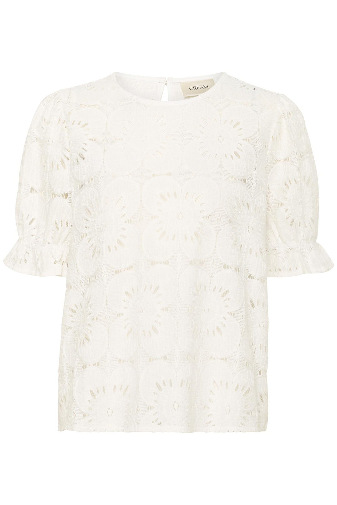 Cream - CRLibby Kortarmet Bluse med Blonder