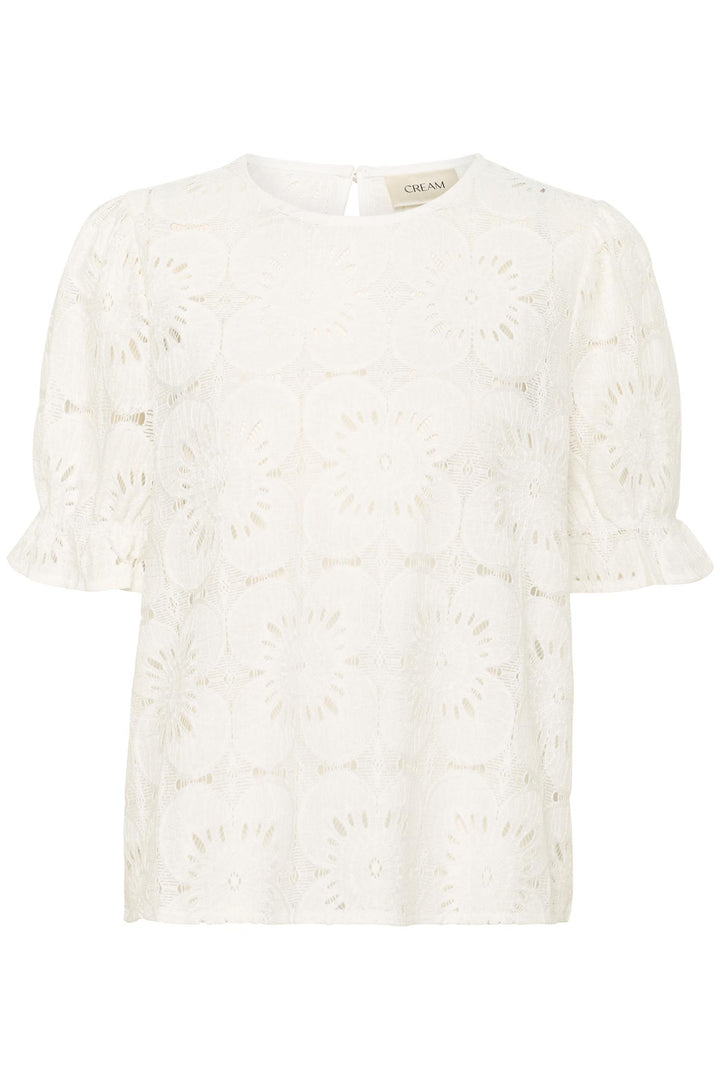 Cream - CRLibby Kortarmet Bluse med Blonder