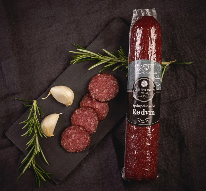 Amundsen Spesial - Spekepølse - Rødvin