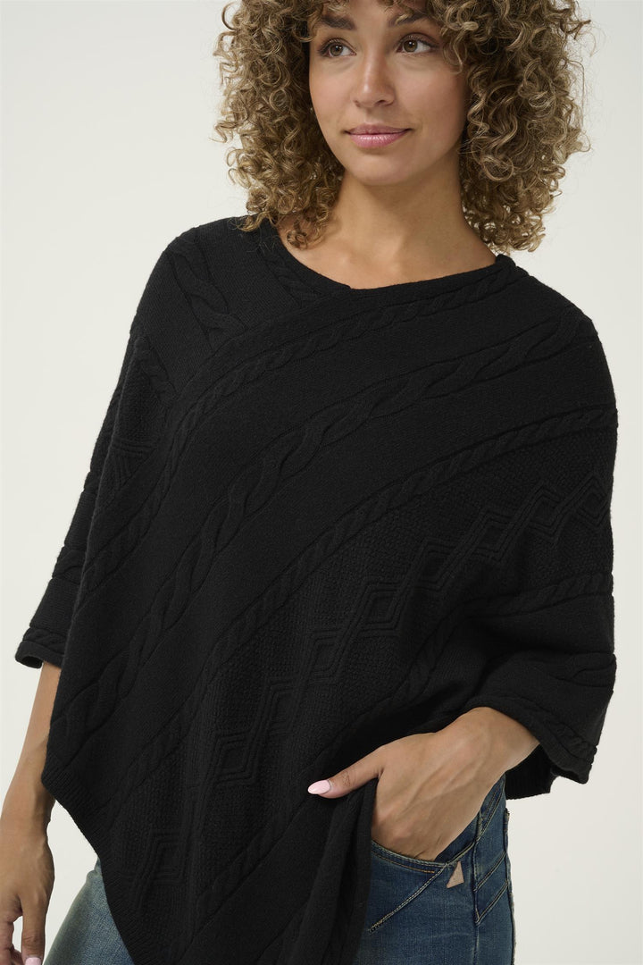 Cream - CRdela Strikket Poncho