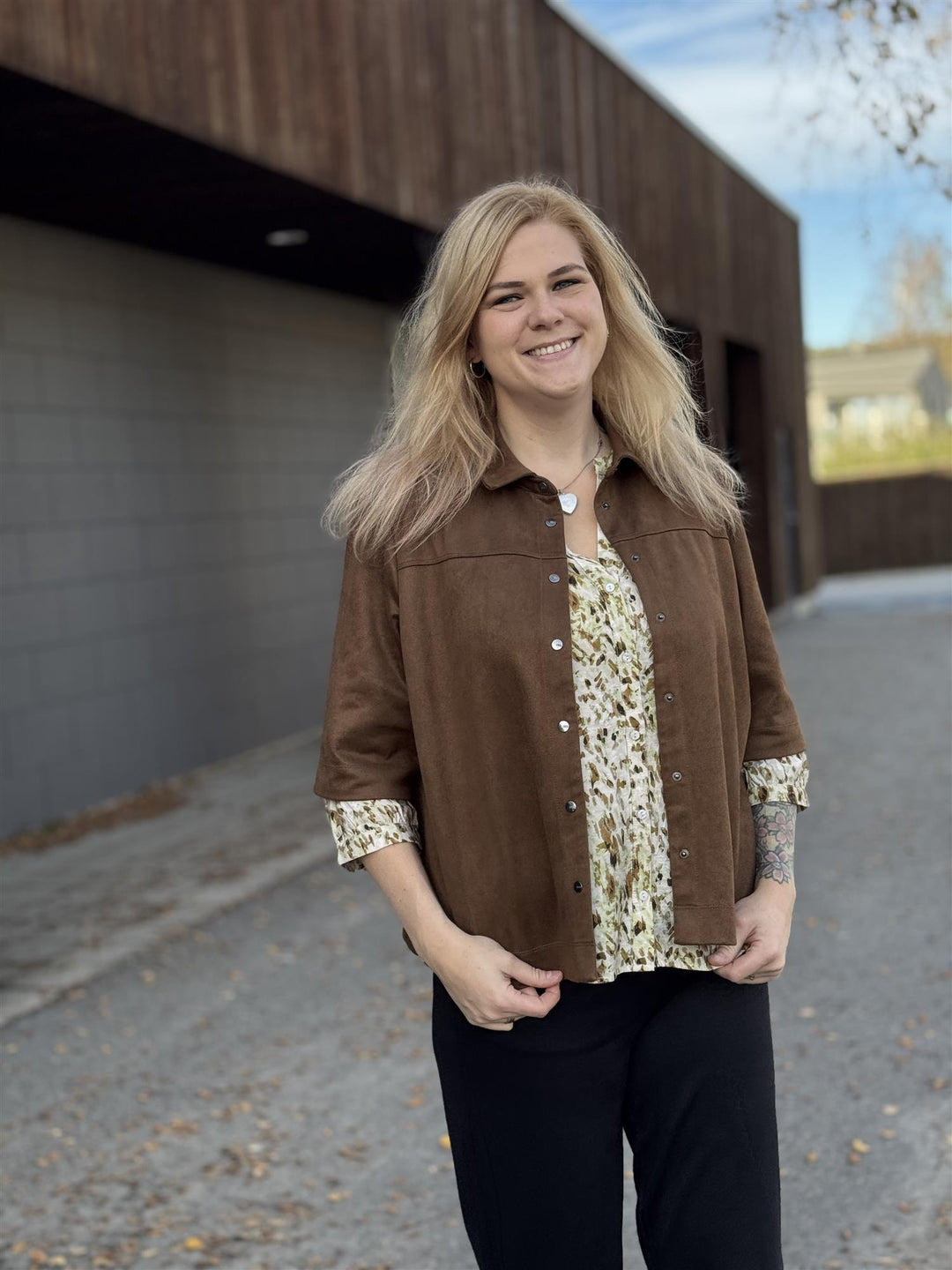 Cecil - Velours Skjortejakke i "semsket skinn look"