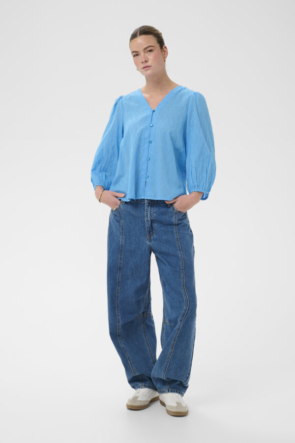 Kaffe Clothing - KAGabriela v-hals skjorte - Blå