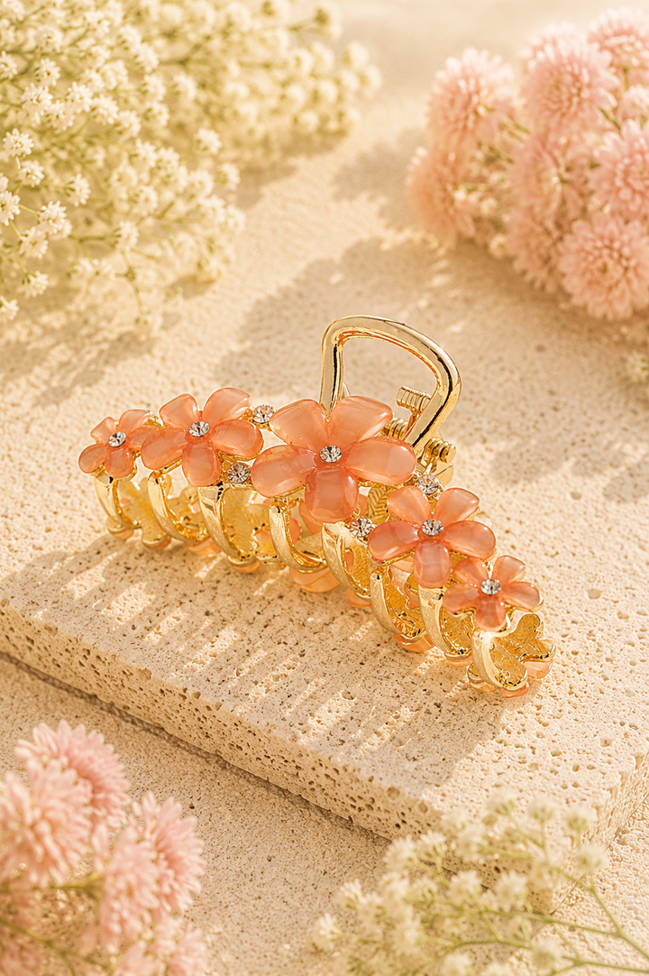NORA Norway - Hårklype med blomster - Peach
