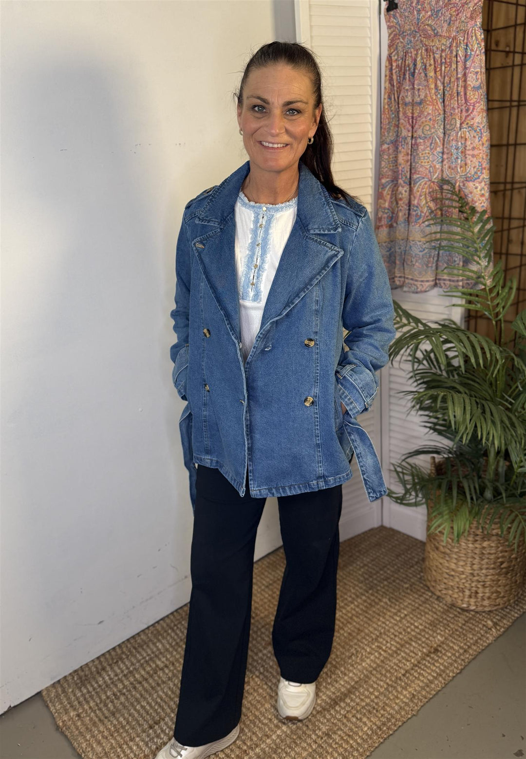 Cream - CRMika Kort Denim Trenchcoat