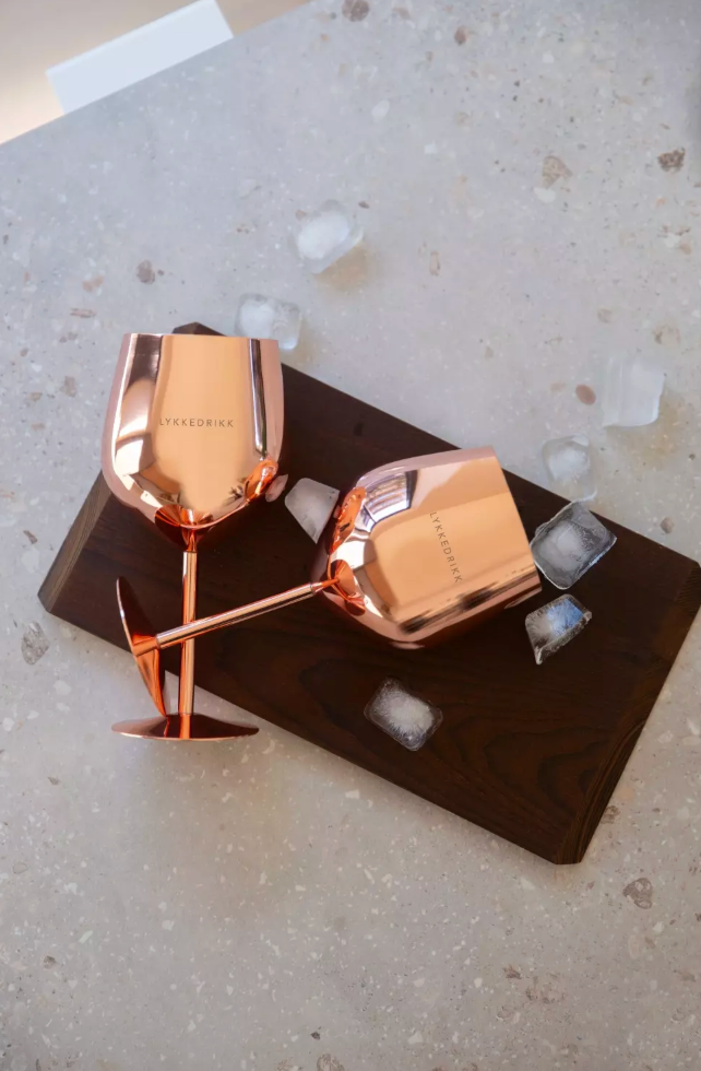 Pictureit - vinglass rosegull, Lykkedrikk x2