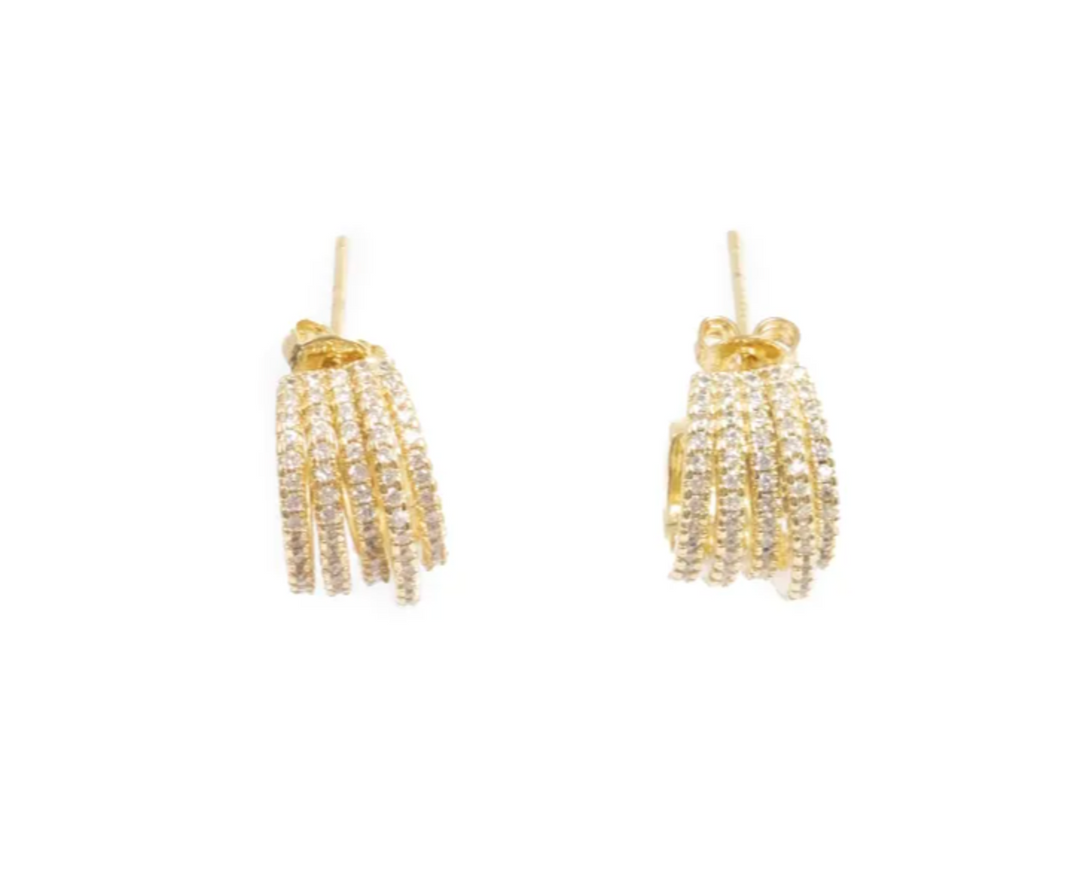 A&C - Nordic Jewellery Design - ØREDOBBER MED FEM RADER - GULL OG KRYSTALL