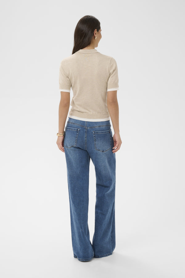 Kaffe Clothing - KALIZZA Kontrast polo genser med kort erm