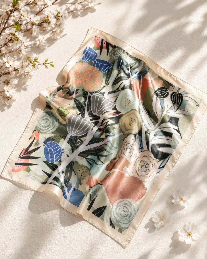 A&C - Nordic Jewellery Design - Bandana skjerf - Beige blomster