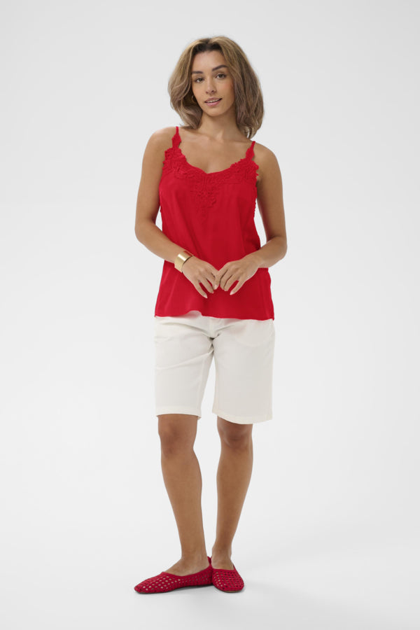 Cream - CRANNA Topp - High Risk Red