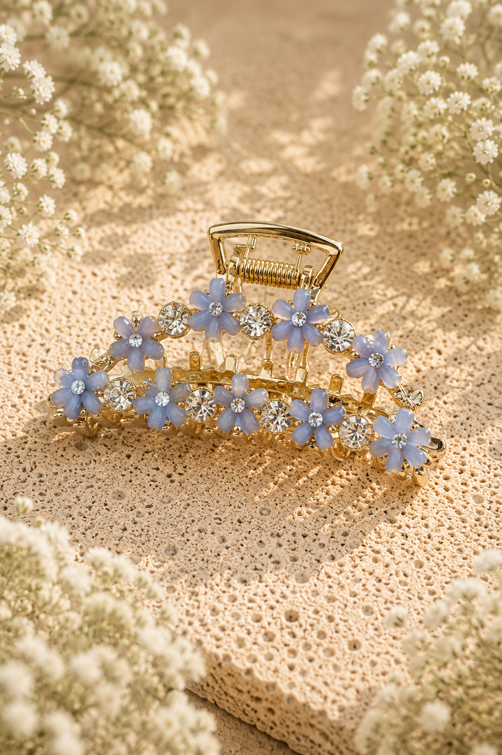 NORA Norway - Hårklype med blomster - Blue