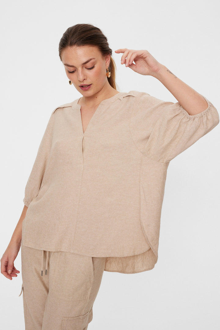 Freequent - FQLAVA BLUSE - SAND MELANGE