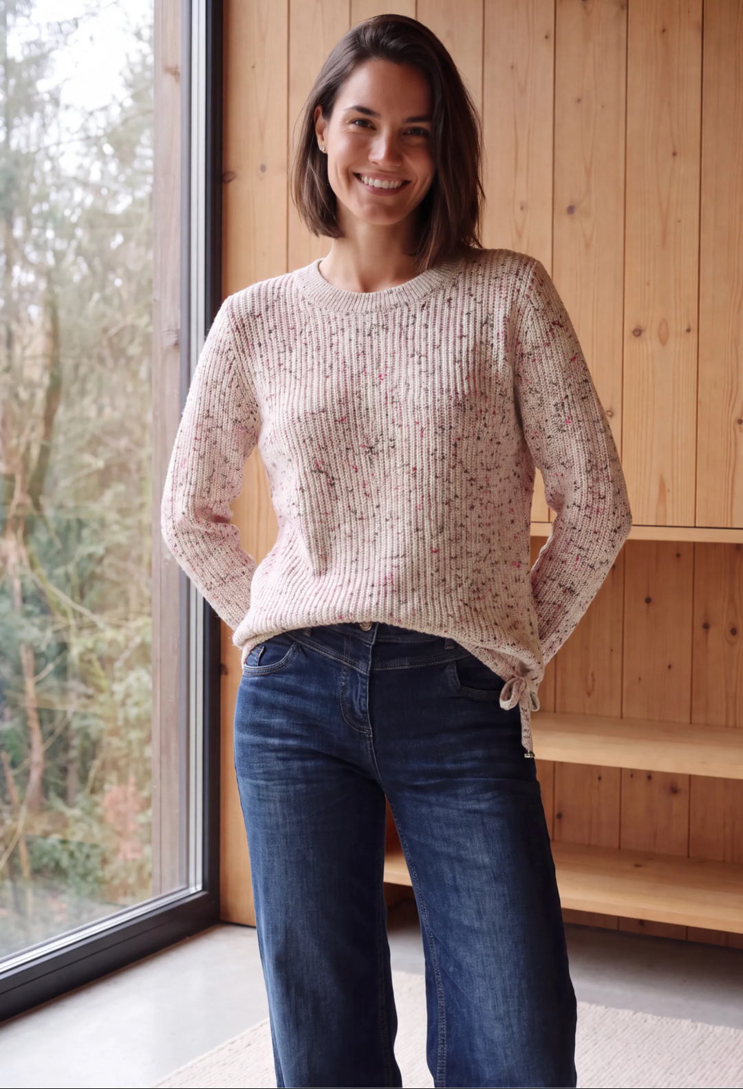 Cecil - Cecil strikkegenser med rund hals – Space Dye