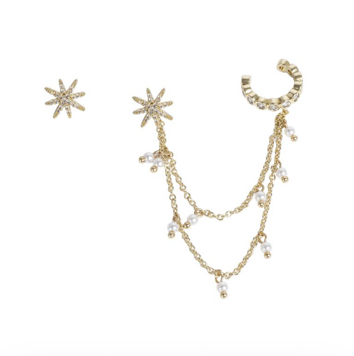 A&C - Nordic Jewellery Design - Øredobbsett med cuff, Shooting Star