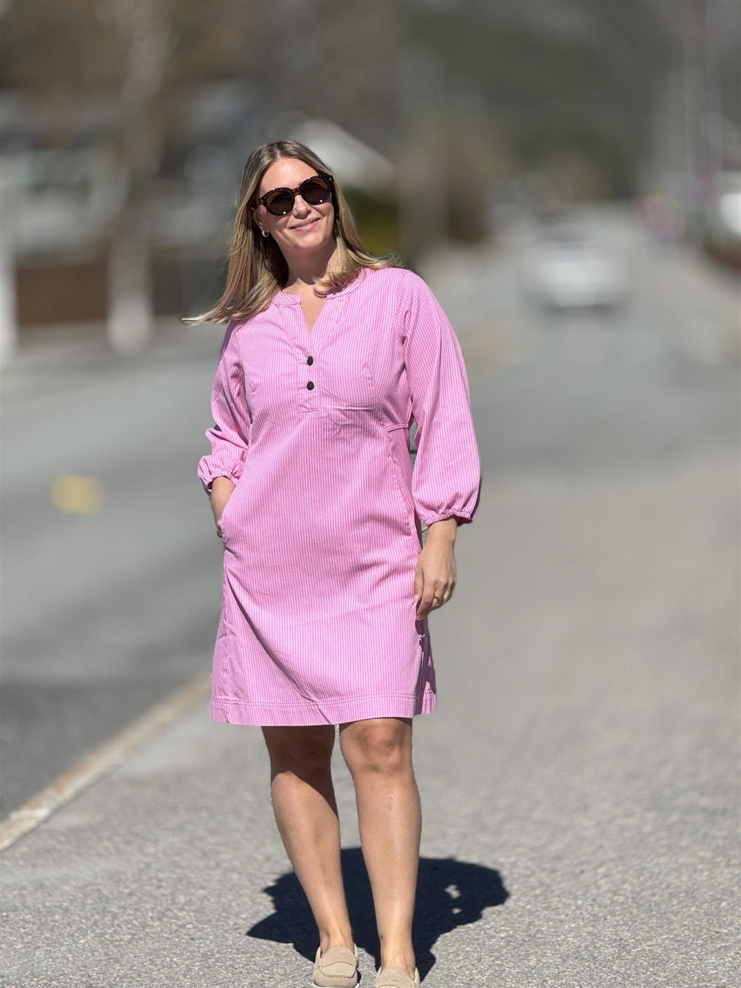 Culture - CUayna 3/4 sleeve kjole - Rosa