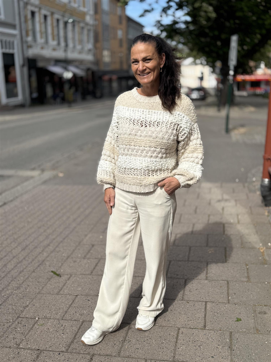 Black Colour - BCHeidi Boucle genser - off white