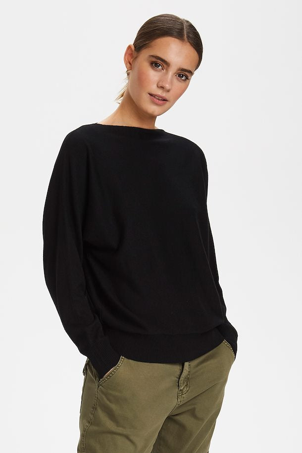 Culture - CuAnnemarie Batwing Genser - Sort