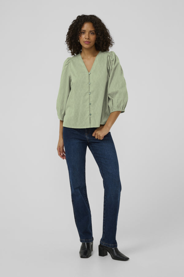 Kaffe Clothing - KAGabriela v-hals skjorte - Sea Spray