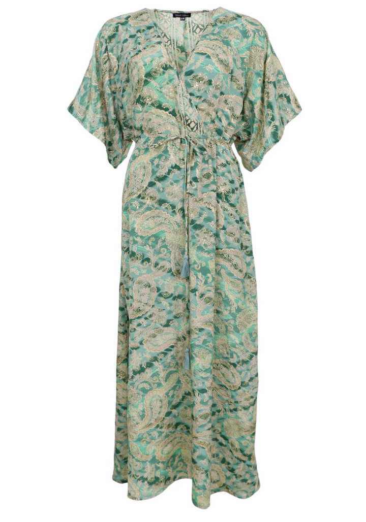 Black Colour - BCLUNA LANG - V-Hals kjole - floral green