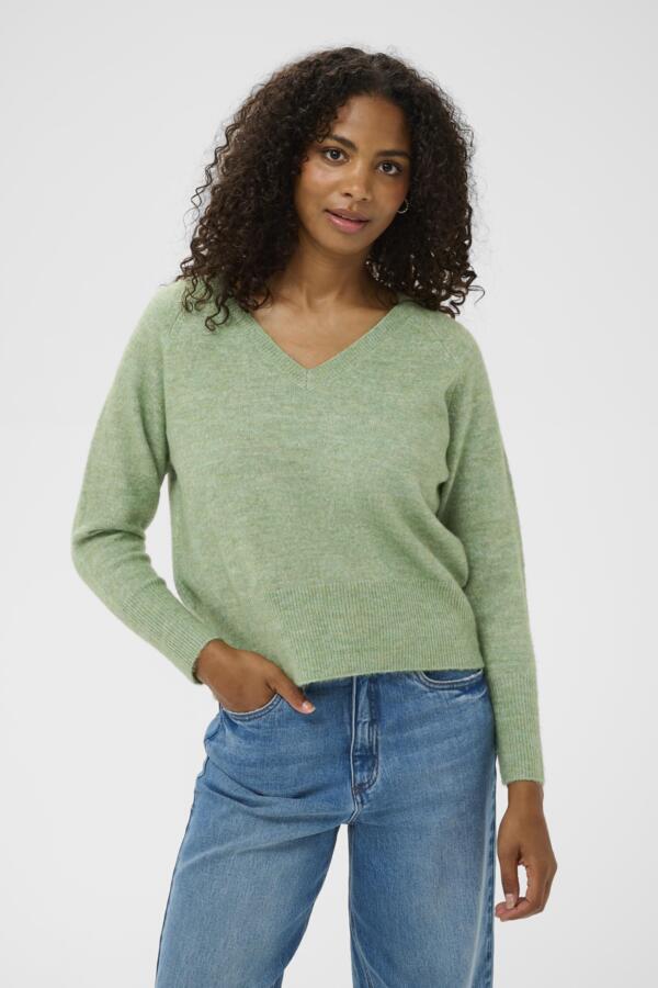 Kaffe Clothing - KAniel v-hals genser - Grønn