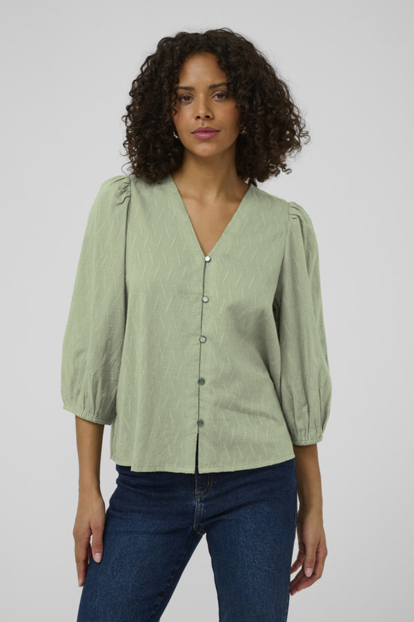 Kaffe Clothing - KAGabriela v-hals skjorte - Sea Spray
