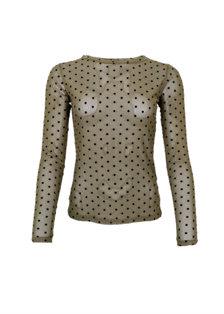 Black Colour - BCJENNIE Prikkete mesh topp - Grønn