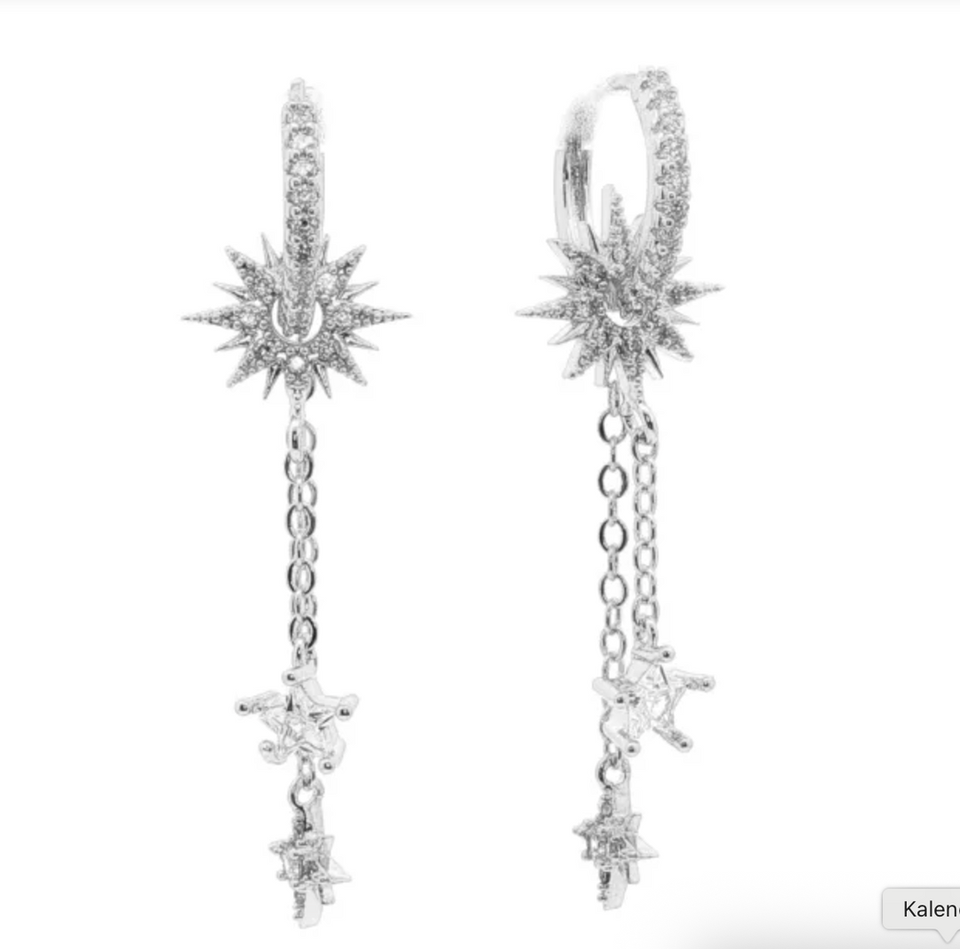 A&C - Nordic Jewellery Design - Hoops med dinglende stjerner - sølv