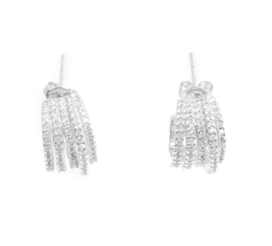 A&C - Nordic Jewellery Design - ØREDOBBER MED FEM RADER - SØLV OG KRYSTALL