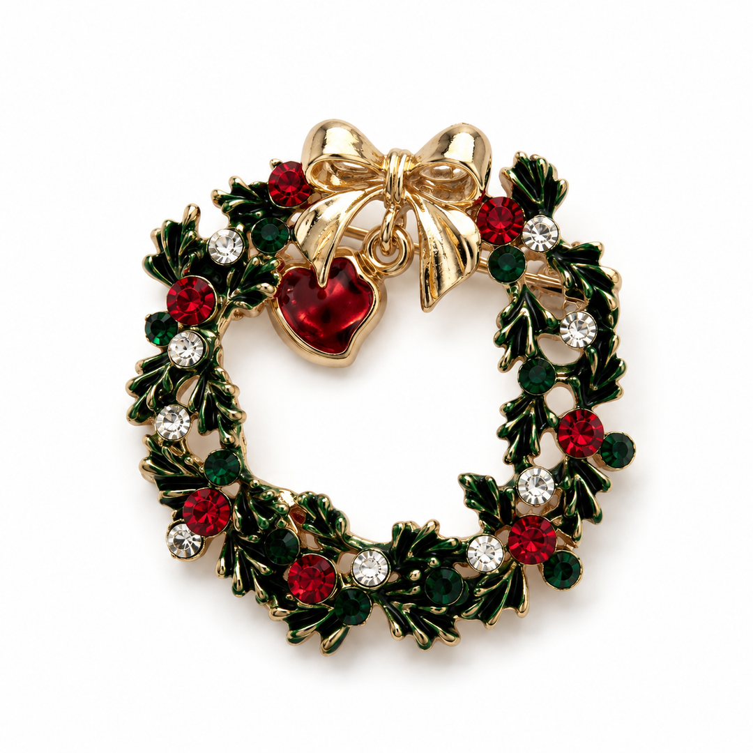 A&C - Nordic Jewellery Design - Brosje - Julekrans med bjelle